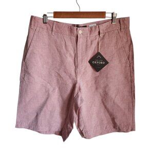 J Hilburn Shorts 35 Men's Red Linen Cotton Blend Oxford Short Tailored Fit 10"